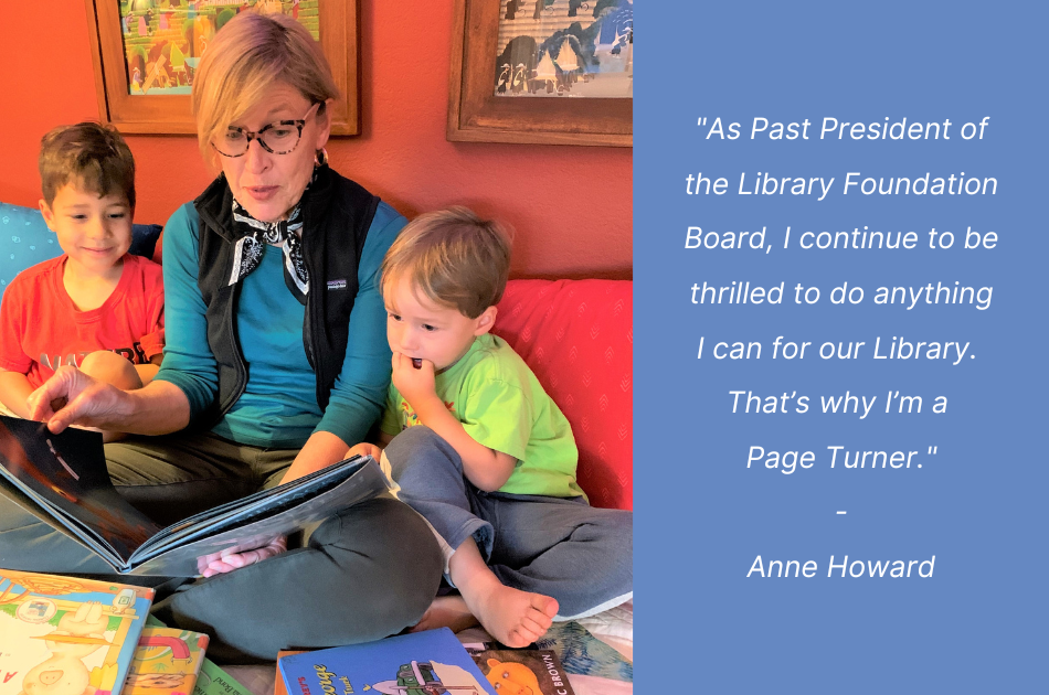 Past Board President Anne Howard reading to her grandchildren.